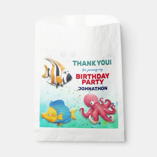 Colorful Tropical Fish Kids Birthday Party Bedankzakje (Voorkant)