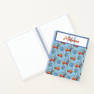 Colorful Tropical Fish Monogramed Notitieboek