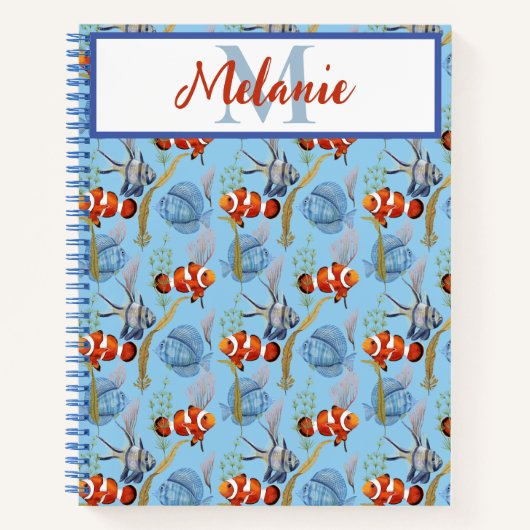 Colorful Tropical Fish Monogramed Notitieboek (Voorkant)