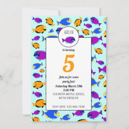 Colorful Tropical Fish Pattern Blue Zee Birthday Kaart