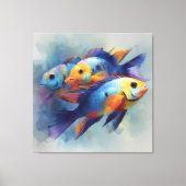 Colorful Tropical Fish Triptych Canvas Wall Art (Voorkant)
