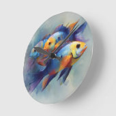Colorful Tropical Fish Triptych Canvas Wall Art Ronde Klok (Hoek)