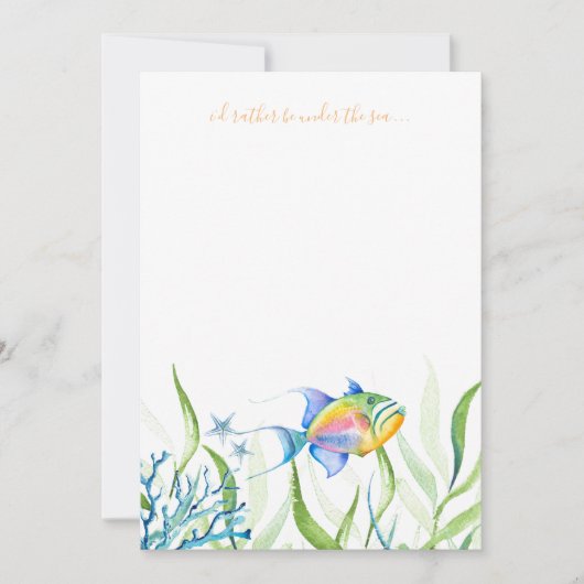 Colorful Tropical Fish Waterverf Note Card Notitiekaartje (Voorkant)