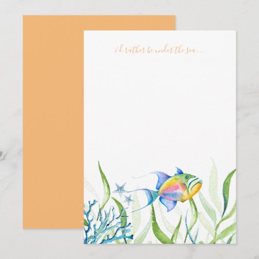 Colorful Tropical Fish Waterverf Note Card Notitiekaartje (Voorkant / Achterkant)