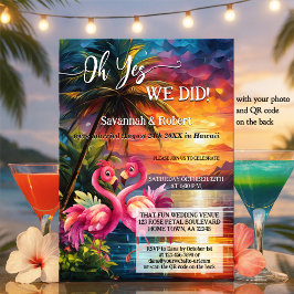 Colorful Tropical Flamingo Wedding Reception Photo Kaart