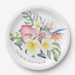 Colorful Tropical Floral Botanical Wedding  Papieren Bordje