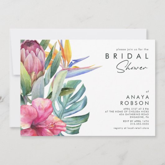Colorful Tropical Floral Bridal Shower Uitnodiging (Voorkant)