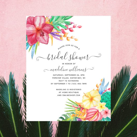Colorful Tropical Floral Bridal Shower Uitnodiging Flyer