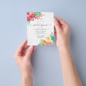 Colorful Tropical Floral Bridal Shower Uitnodiging Flyer (Hand)