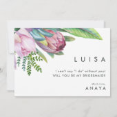 Colorful Tropical Floral Bridesmaid proposal card Kaart (Achterkant)