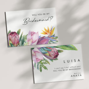 Colorful Tropical Floral Bridesmaid proposal card Kaart