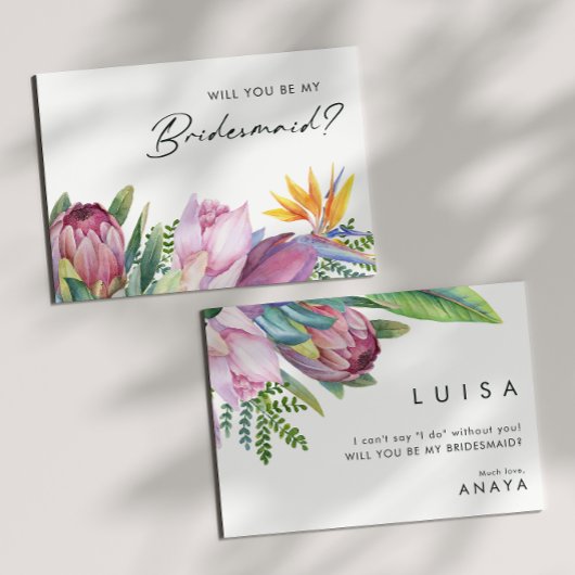 Colorful Tropical Floral Bridesmaid proposal card Kaart