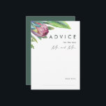 Colorful Tropical Floral Green Wedding Advice Card Advieskaart<br><div class="desc">Deze kleurrijke tropische florale, groene bruiloft is perfect voor je moderne boho-bestemming, groene, paarse, perzikbruiloft. Het ontwerp is voorzien van een elegante bouquet van klassieke waterverf groen en bloemen, met inbegrip van het sage groene eucalyptus, blauwe en rode protea, wazige roze hibiscus, oranje en blauwe paradijsvogel en donkergroene palmblad. Het...</div>