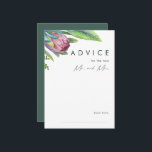 Colorful Tropical Floral Green Wedding Advice Card Advieskaart<br><div class="desc">Deze kleurrijke tropische florale, groene bruiloft is perfect voor je moderne boho-bestemming, groene, paarse, perzikbruiloft. Het ontwerp is voorzien van een elegante bouquet van klassieke waterverf groen en bloemen, met inbegrip van het sage groene eucalyptus, blauwe en rode protea, wazige roze hibiscus, oranje en blauwe paradijsvogel en donkergroene palmblad. Het...</div>