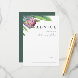 Colorful Tropical Floral Green Wedding Advice Card Advieskaart