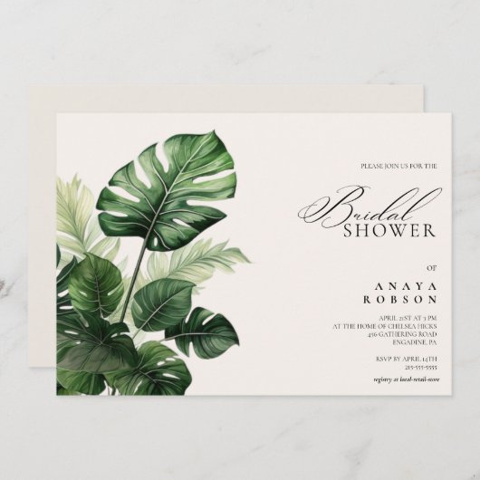 Colorful Tropical Floral | Greenery bridal shower  Kaart (Voorkant / Achterkant)