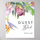 Colorful Tropical Floral Guest Book Sign Poster (Voorkant)