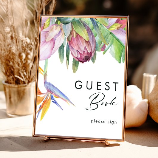 Colorful Tropical Floral Guest Book Sign Poster