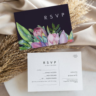 Colorful Tropical Floral Paars Song Request RSVP Briefkaart