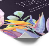 Colorful Tropical Floral Paars Unplugged Ceremonie Poster (Hoek)