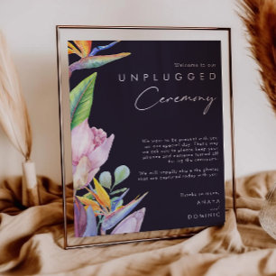 Colorful Tropical Floral Paars Unplugged Ceremonie Poster