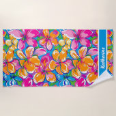 Colorful Tropical Floral Pattern Strandlaken (Voorkant)