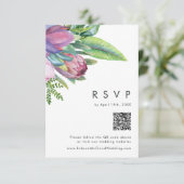 Colorful Tropical Floral | Peach QR Code RSVP Card (Staand voorkant)