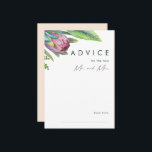 Colorful Tropical Floral Peach Weddenschap Card Advieskaart<br><div class="desc">Deze kleurrijke tropische florale perzikbruidskaart is perfect voor je moderne boho-bestemming, groene, paarse, perzikbruiloft. Het ontwerp is voorzien van een elegante bouquet van klassieke waterverf groen en bloemen, met inbegrip van het sage groene eucalyptus, blauwe en rode protea, wazige roze hibiscus, oranje en blauwe paradijsvogel en donkergroene palmblad. Het ontwerp...</div>