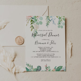 Colorful Tropical Floral Rehearsal Dinner Kaart