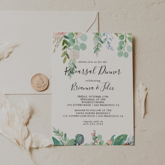 Colorful Tropical Floral Rehearsal Dinner Kaart