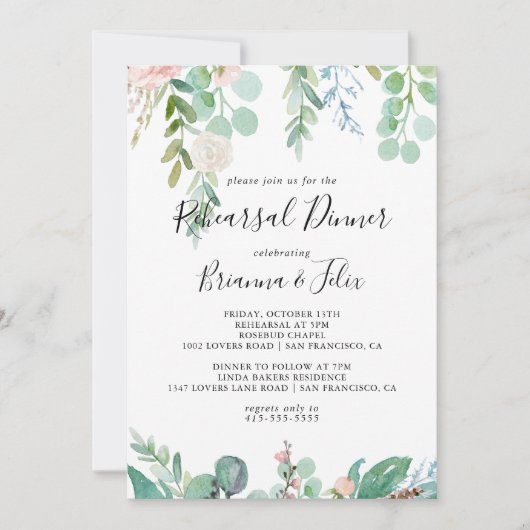 Colorful Tropical Floral Rehearsal Dinner Kaart (Voorkant)