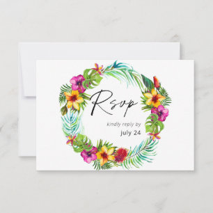 Colorful Tropical Floral w Meal RSVP Kaartje