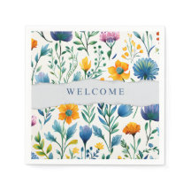 Colorful Tropical Floral Watercolor Welcome Paper