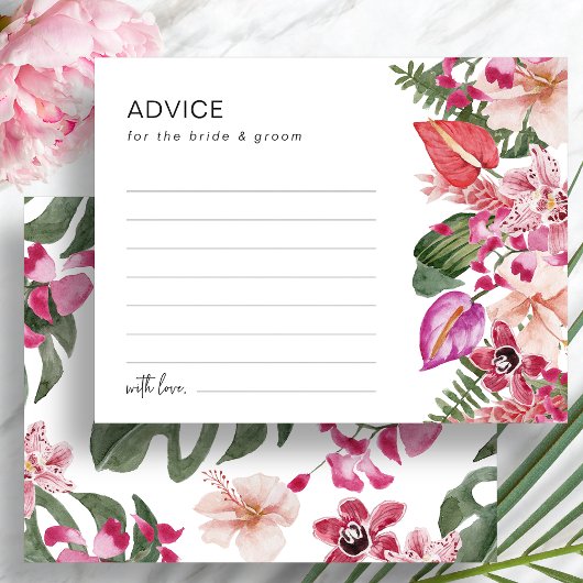 Colorful Tropical Floral Weddenschap Card