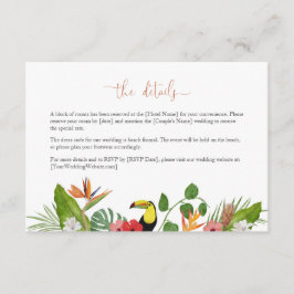 Colorful Tropical Floral Wedding Details Card Informatiekaartje