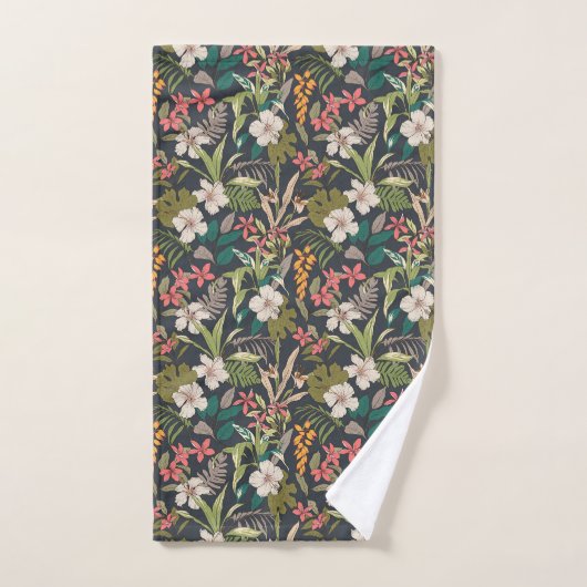 Colorful Tropical Flower Pattern Bad Handdoek (Handdoek)