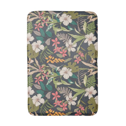 Colorful Tropical Flower Pattern Badmat (Voorkant Verticaal)