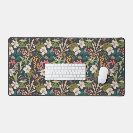 Colorful Tropical Flower Pattern Bureaumat (Keyboard & Muis)