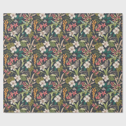 Colorful Tropical Flower Pattern Cadeaupapier (Vlak)