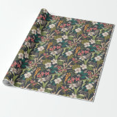 Colorful Tropical Flower Pattern Cadeaupapier (Uitgerold)