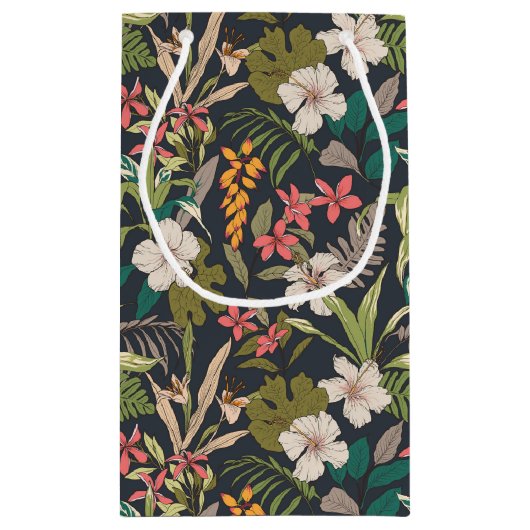 Colorful Tropical Flower Pattern Klein Cadeauzakje (Achterkant)