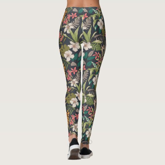 Colorful Tropical Flower Pattern Leggings (Achterkant)