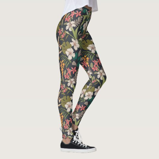 Colorful Tropical Flower Pattern Leggings (Rechts)