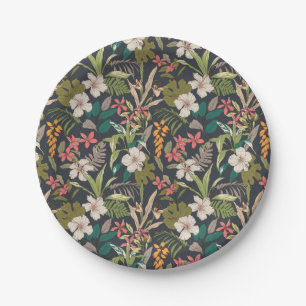 Colorful Tropical Flower Pattern Papieren Bordje