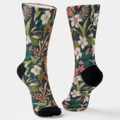 Colorful Tropical Flower Pattern Sokken (Gebogen)
