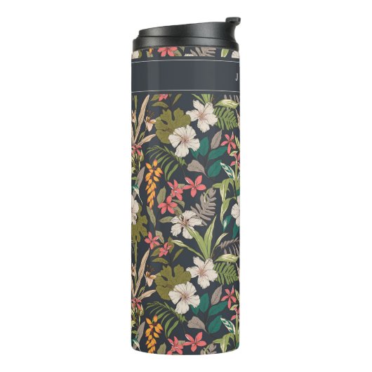 Colorful Tropical Flower Pattern Thermosbeker (Gedraaid links)