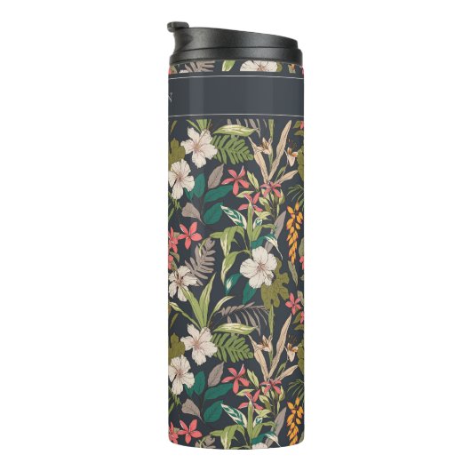 Colorful Tropical Flower Pattern Thermosbeker (Geroteerd rechts)