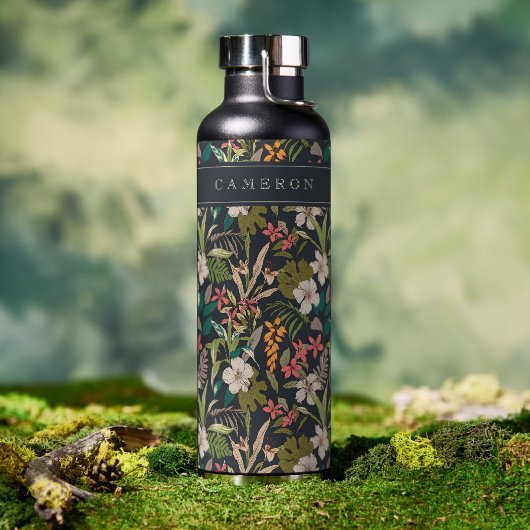 Colorful Tropical Flower Pattern Waterfles (Buiten)