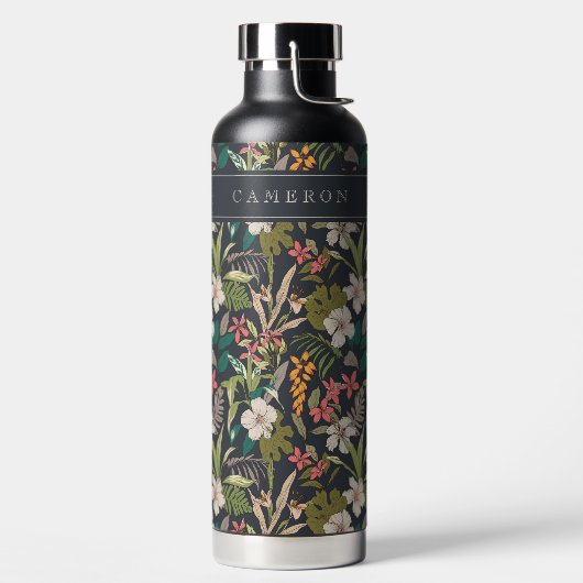 Colorful Tropical Flower Pattern Waterfles (Links)