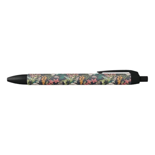 Colorful Tropical Flower Pattern Zwarte Inkt Pen (Bovenkant)